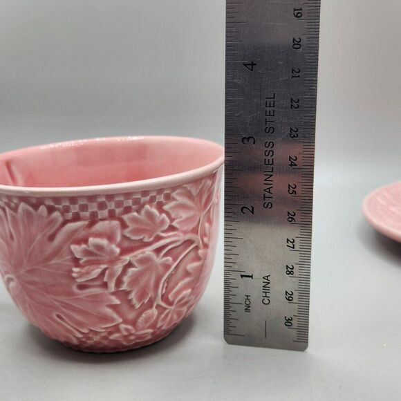 Bordallo Pinheiro Leaf and Vine Teacup and Saucer Blush Pink Made in Portugal - Picture 8 of 9